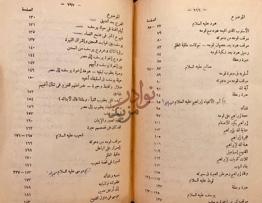فهرس كتاب تاريخ الانبياء في ضوء القران الكريم والسنة النبوية