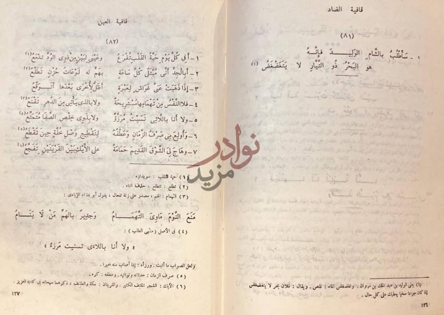 صفحة داخلية كتاب شعر الاحوص الانصاري قافية الضاد قافية