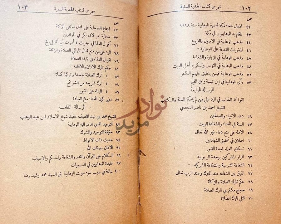 فهرس كتاب الهدية السنية والتحفة الوهابية النجدية فهرس