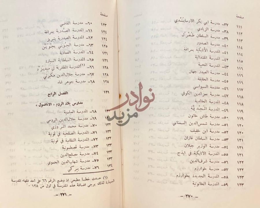 فهرس كتاب علماء النظاميات ومدارس المشرق الاسلامى