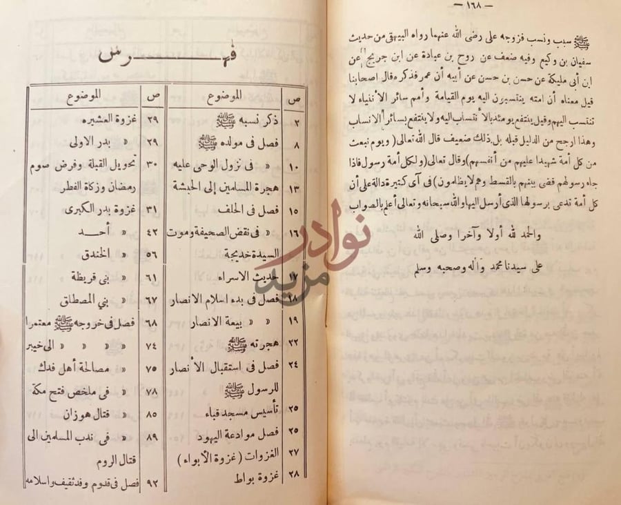 فهرس كتاب الفصول في اختصار سيرة الرسول صلى الله عليه وسلم