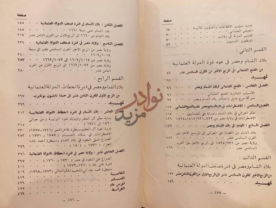 فهرس كتاب بلاد الشام ومصر من الفتح العثماني إلى حملة نابليون
