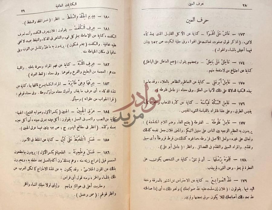 صفحة داخلية كتاب الكنايات العامية حرف العين