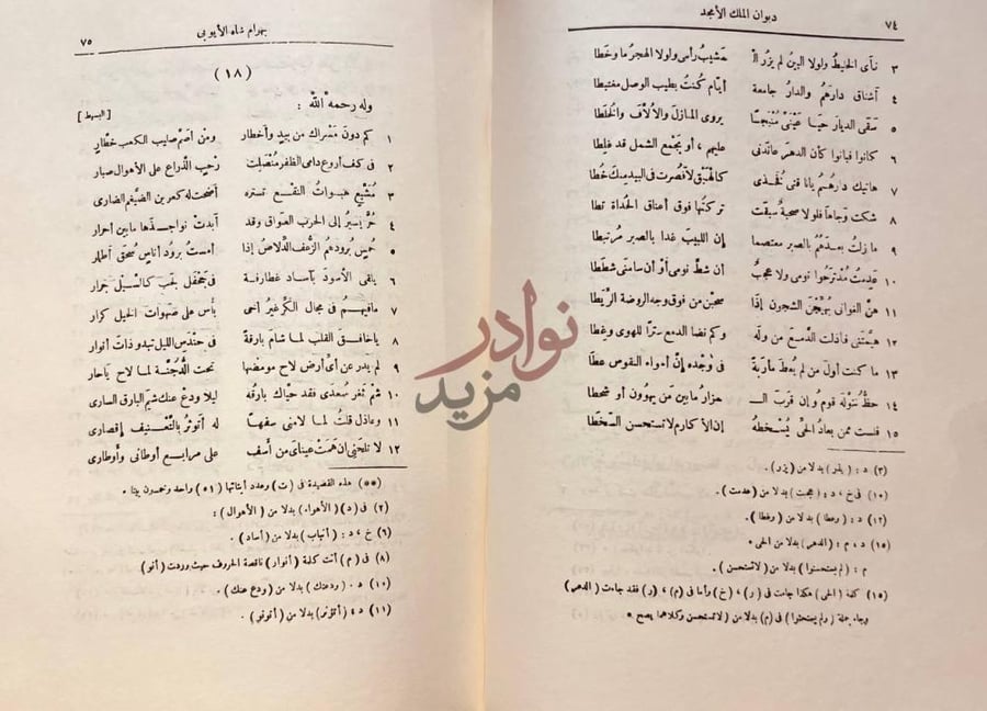 صفحة داخلية كتاب ديوان الملك الامجد بهرام شاه الايوبي