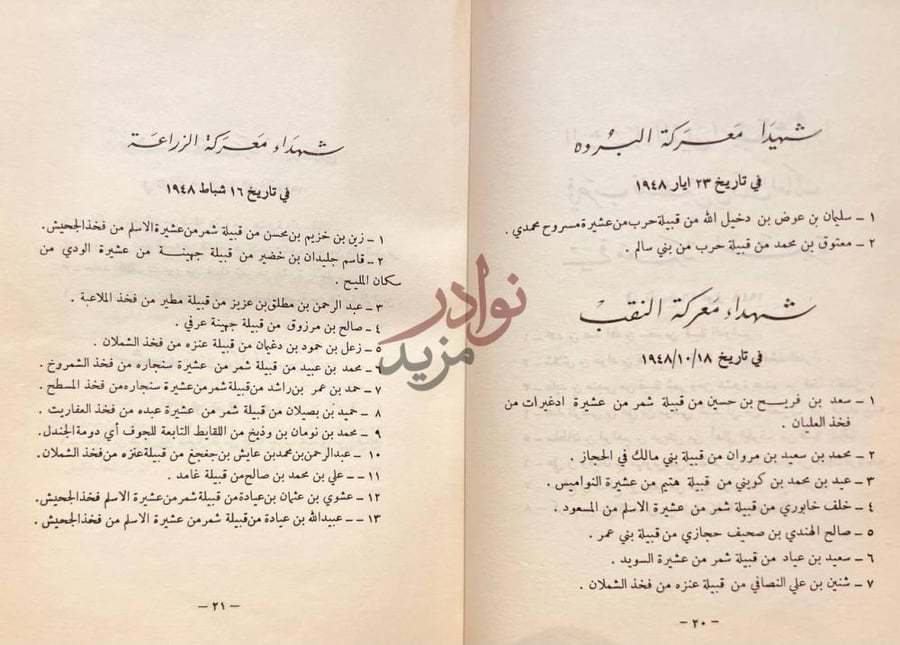صفحة داخلية كتاب سجل الشرف شهداء معركة البروة