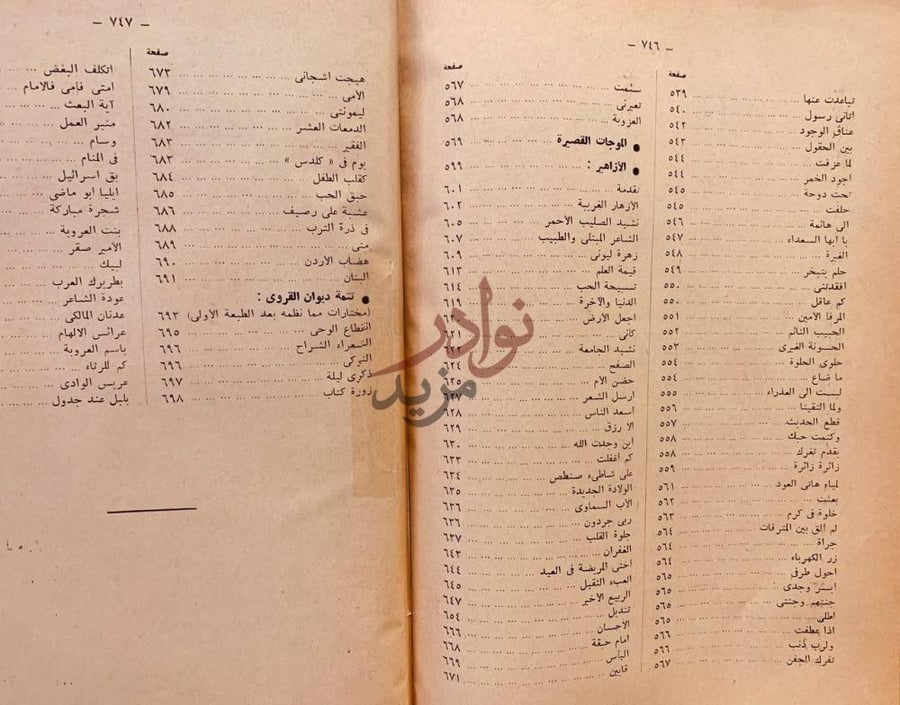 فهرس كتاب ديوان القروي