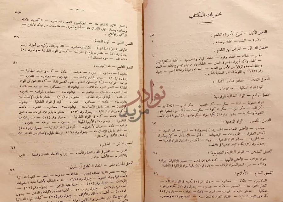 فهرس كتاب طعامنا في مختلف الاعمار والاحوال محتويات الكتاب