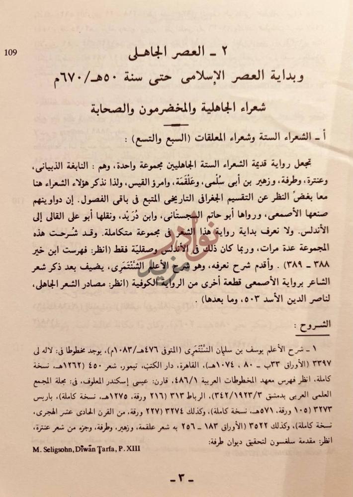 صفحة داخلية كتاب تاريخ التراث العربي العصر الجاهلي