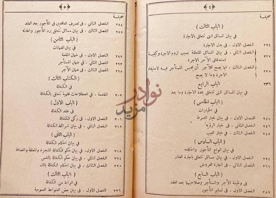 فهرس كتاب مراة المجلة وهي شرح مجلة القوانين الشرعية والاحكام