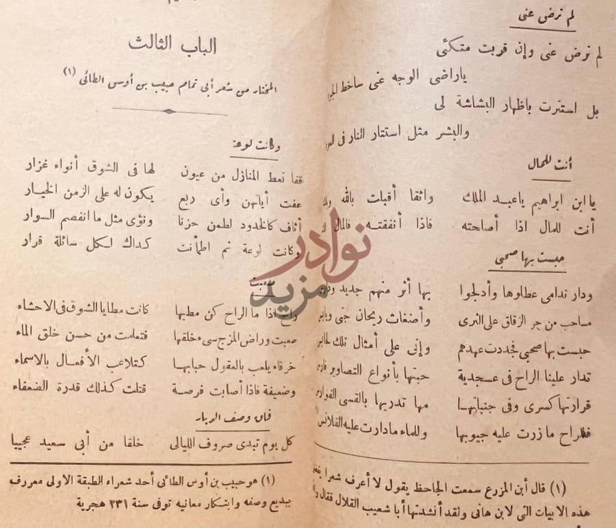 فصل كتاب ملوك الشعر في الدولة العباسية الباب الثالث