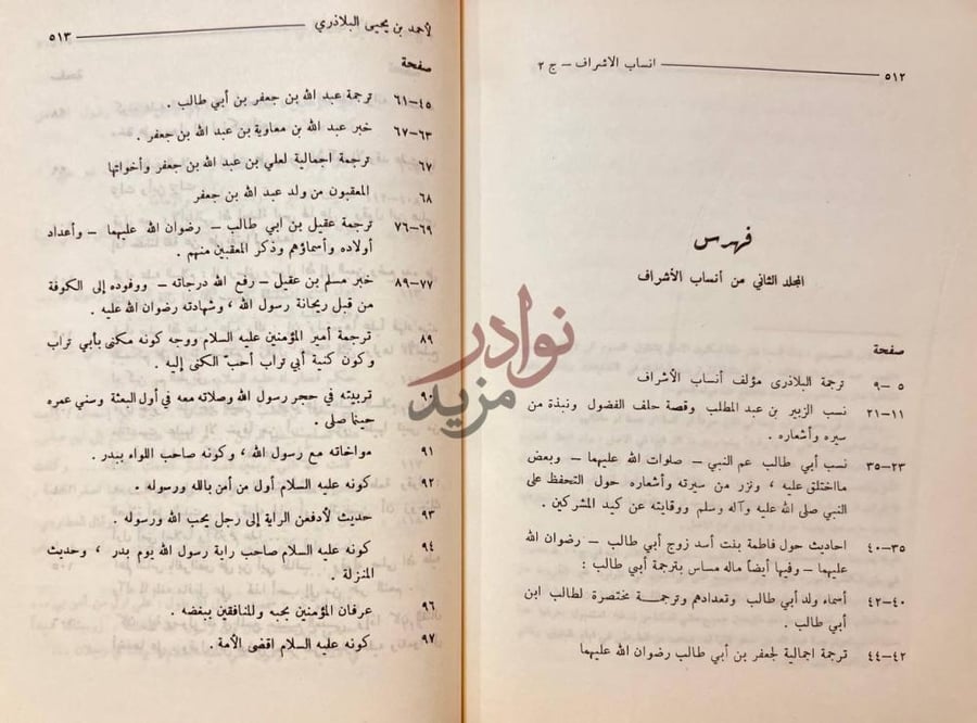 فهرس كتاب انساب الاشراف فهرس المجلد الثاني