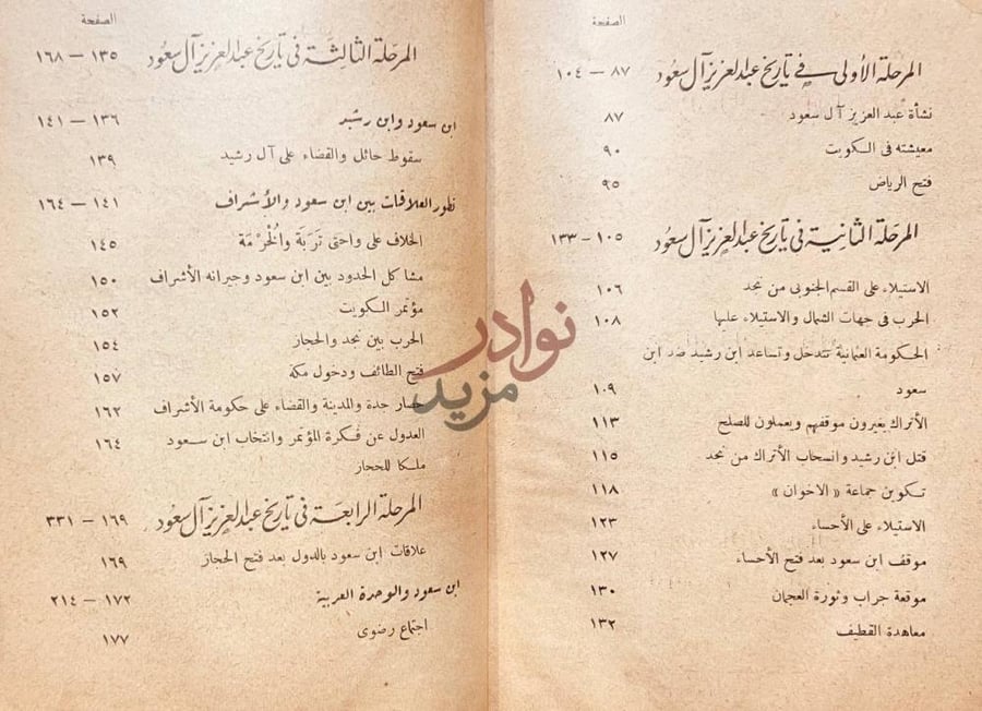 فهرس كتاب النهضات الحديثة في جزيرة العرب في المملكة العربية
