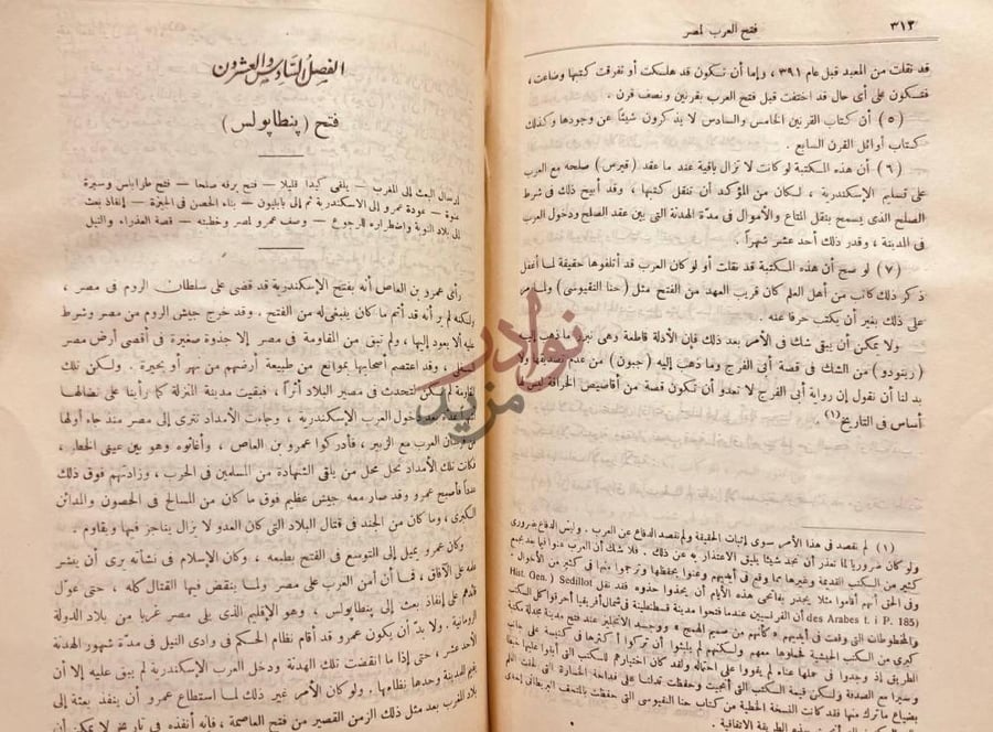 صفحة داخلية كتاب فتح العرب لمصر الفصل السادس فتح