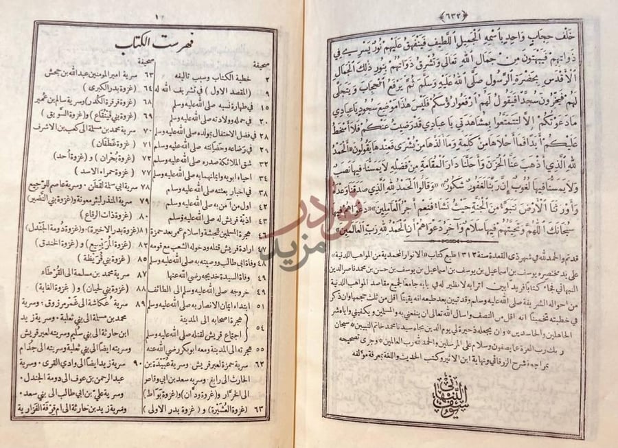 فهرس كتاب الانوار المحمدية من المواهب اللدنية فهرست الكتاب