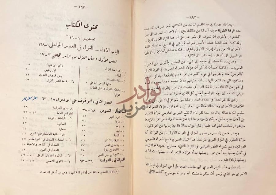 فهرس كتاب تطور الغزل بين الجاهلية والاسلام من امرئ القيس