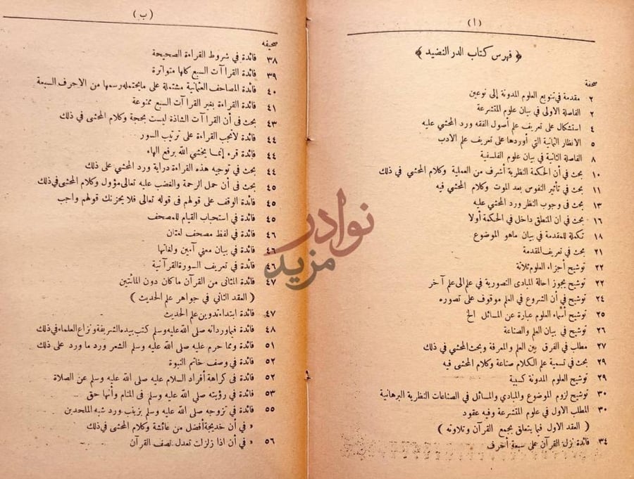فهرس كتاب الدر النضيد من مجموعة الحفيد فهرس كتاب الدر