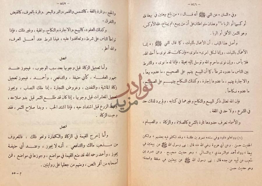 صفحة داخلية كتاب الكافي في فقه الامام احمد بن حنبل فصل