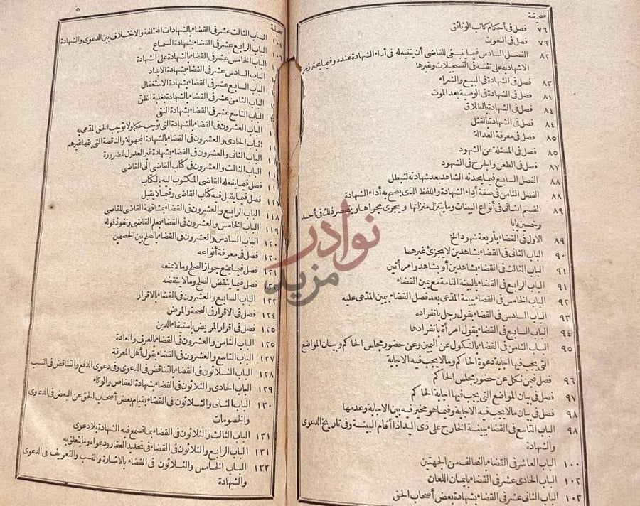 فهرس كتاب معين الحكام فيما يتردد بين الخصمين من الاحكام