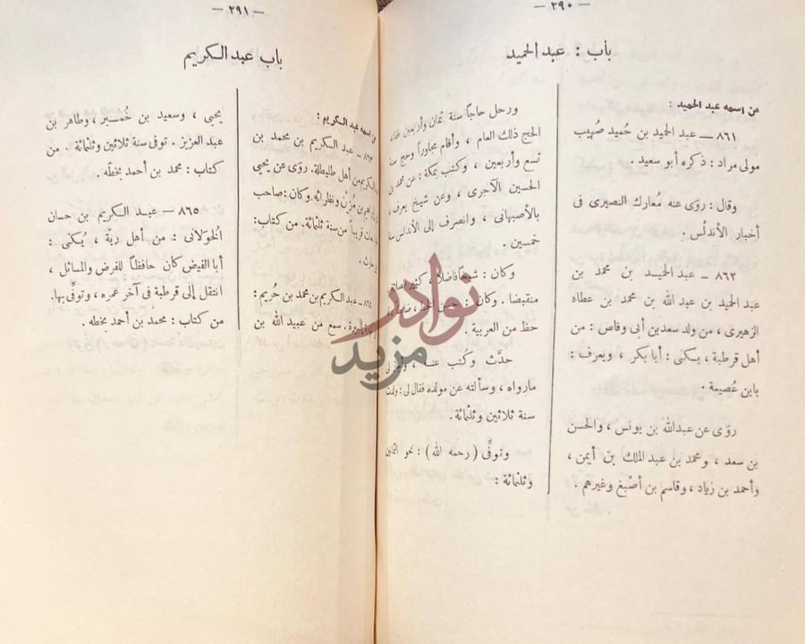 صفحة داخلية كتاب تاريخ علماء الاندلس باب عبد الحميد باب