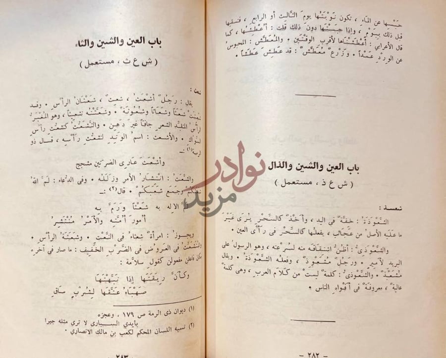 صفحة داخلية كتاب العين اول معجم في اللغة العربية