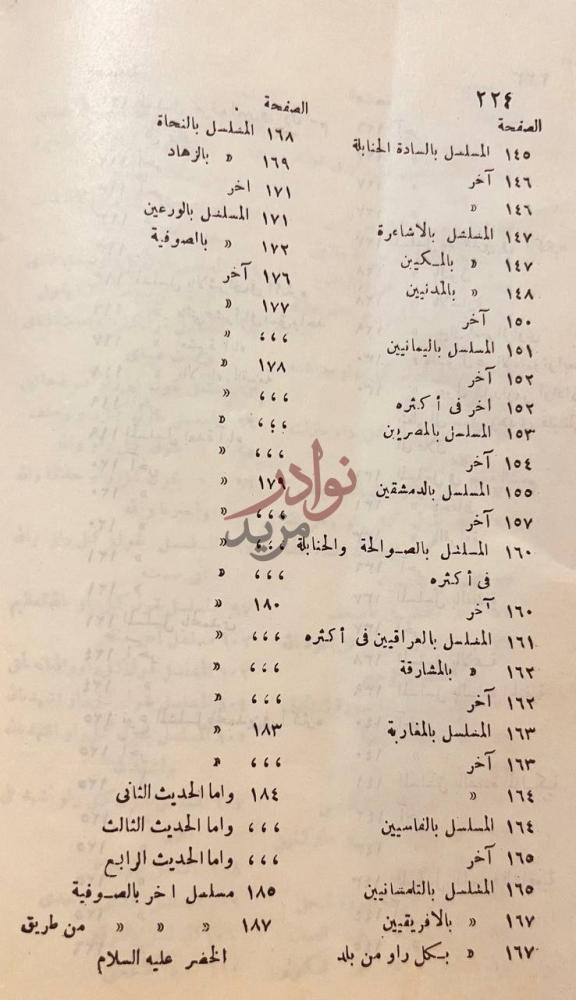 فهرس كتاب المناهل السلسلة في الاحاديث المسلسلة