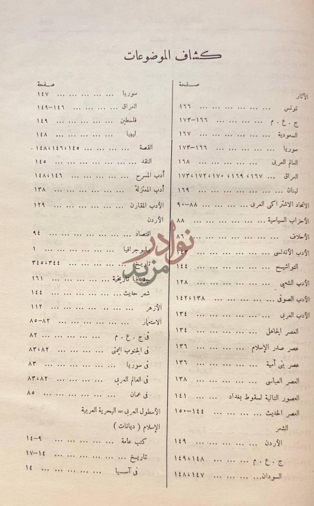 كشاف كتاب التاريخ العربي كشف الموضوعات