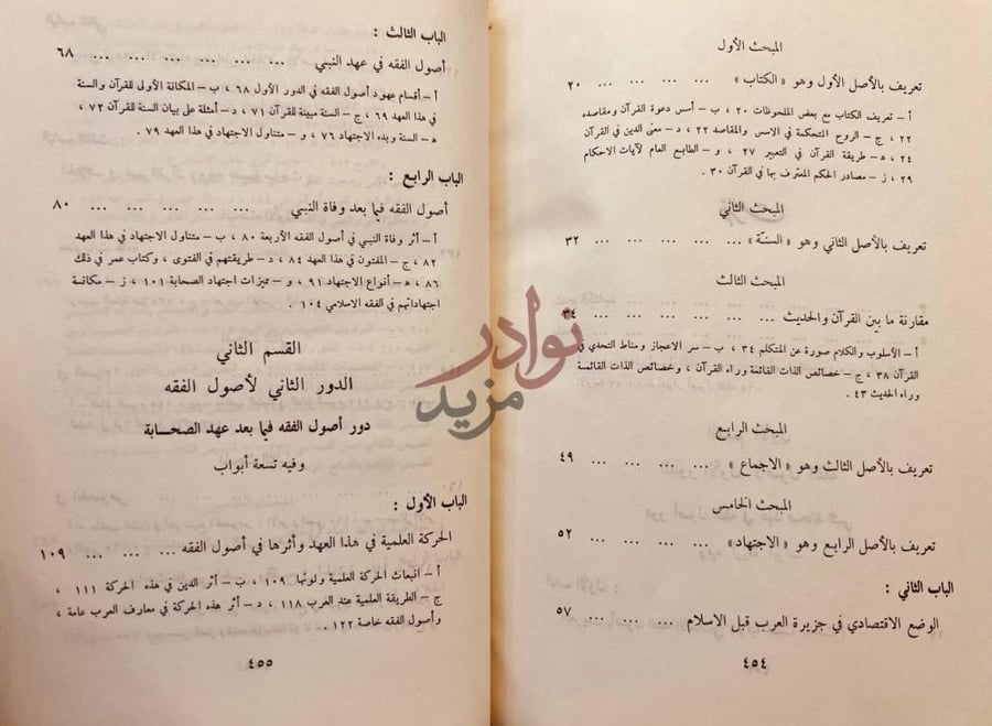 فهرس كتاب المدخل الى علم اصول الفقه القسم الثاني الدور