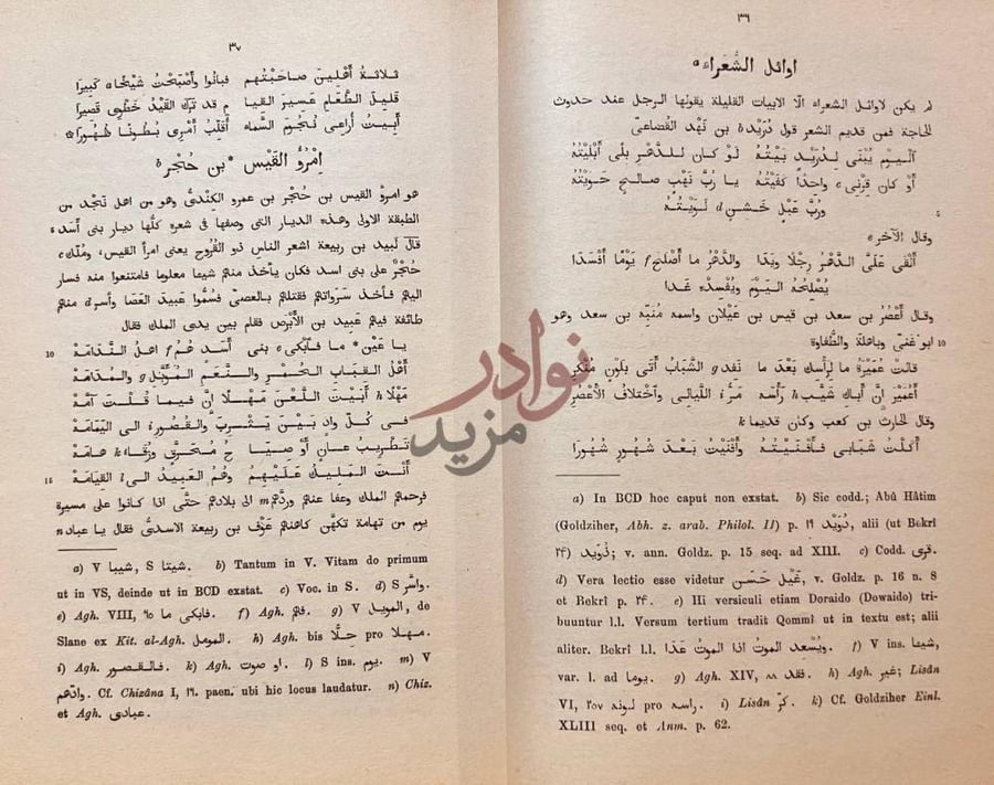 صفحة داخلية كتاب الشعر والشعراء و طبقات الشعراء