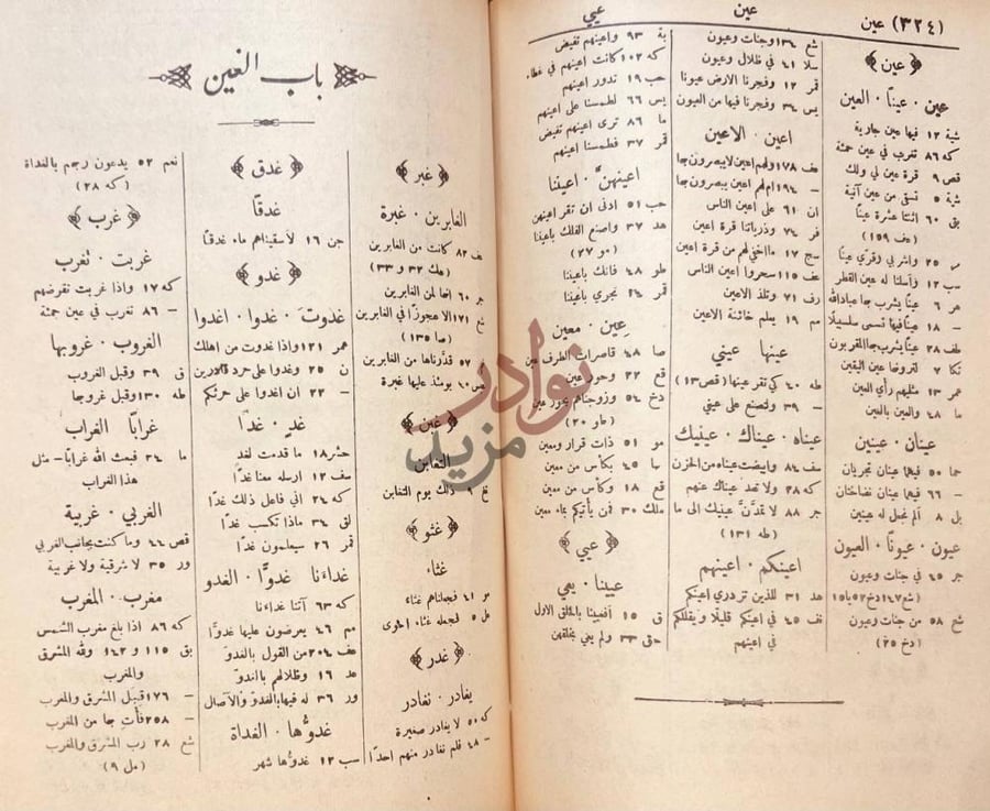 كشاف كتاب فتح الرحمن لطالب ايات القران باب العين