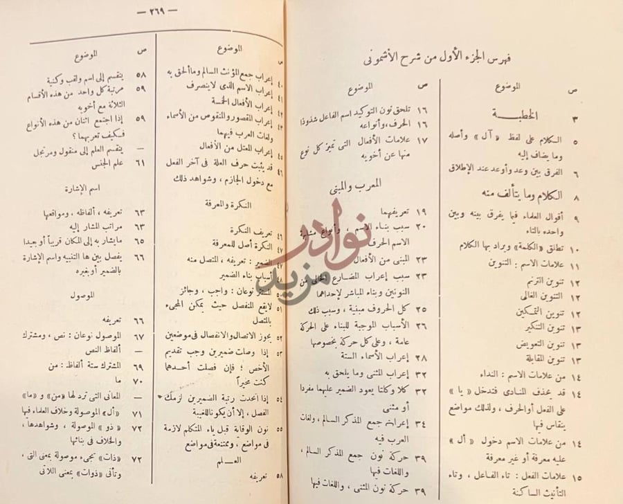 فهرس كتاب شرح الاشمونى على الفية ابن مالك