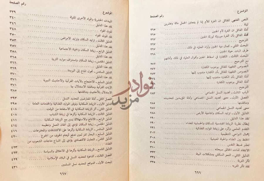 فهرس كتاب تنظيم النسل وموقف الشريعة الإسلامية منه