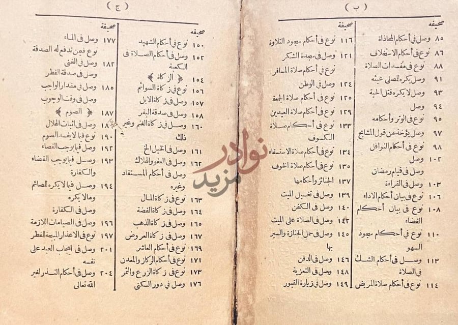 فهرس كتاب احسن الغايات في معرفة الشرعيات ج ب