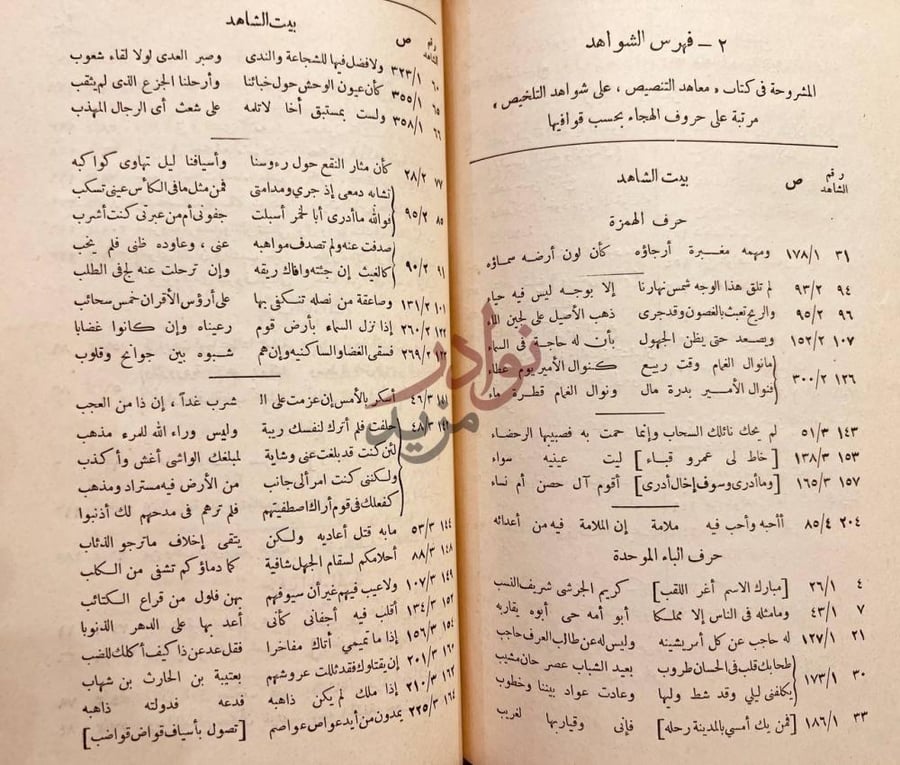 كشاف كتاب معاهد التنصيص على شواهد التلخيص