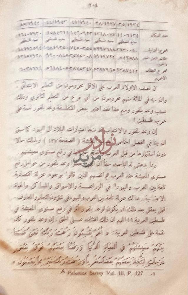 صفحة داخلية كتاب التطور الاجتماعي والاقتصادي في فلسطين
