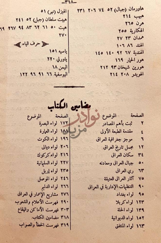 فهرس كتاب العراق قديما وحديثا مضامين الكتاب