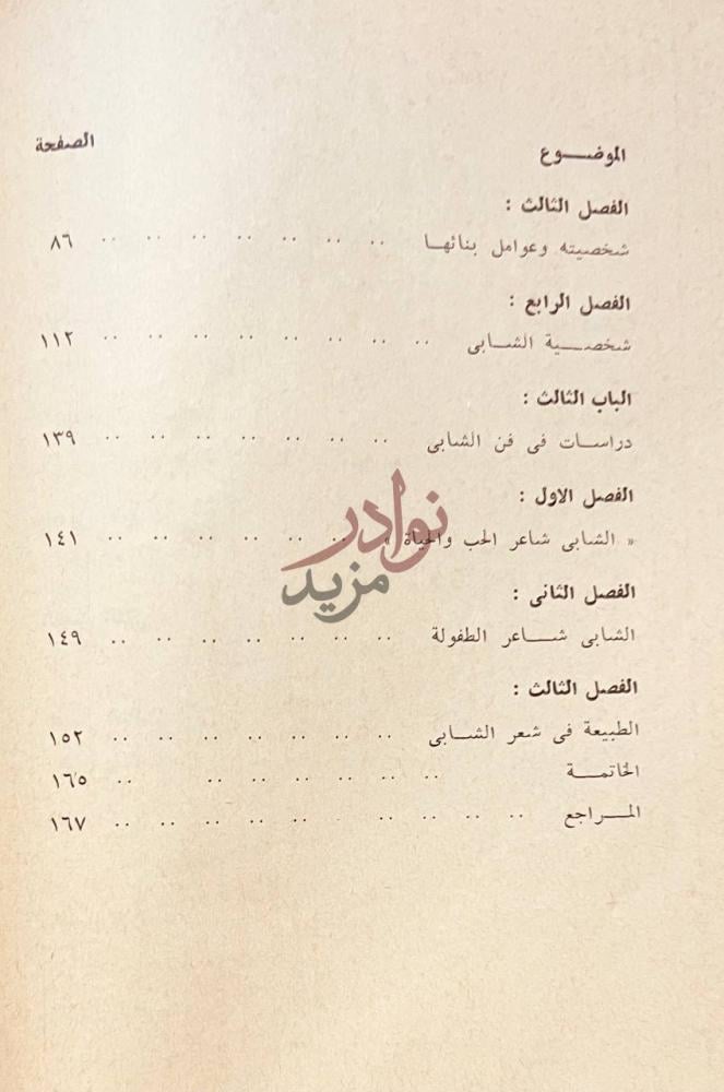 فهرس كتاب الشابي شاعر الخضراء