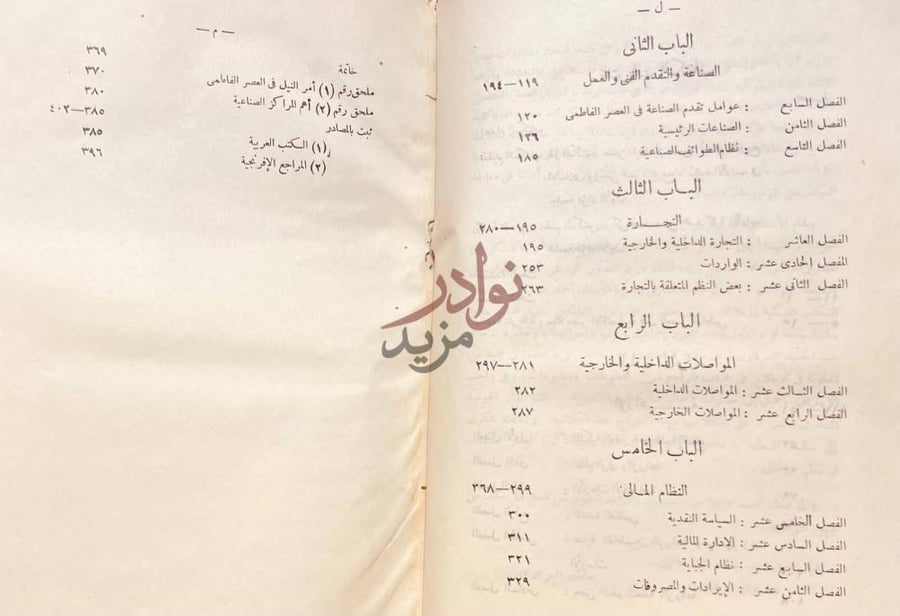 فهرس كتاب حالة مصر الاقتصادية في عهد الفاطميين الباب الثاني