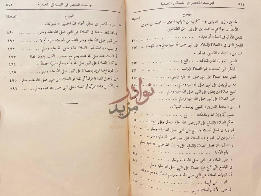 فهرس كتاب المختصر في الشمائل المحمدية وشرحها فهرست المختصر