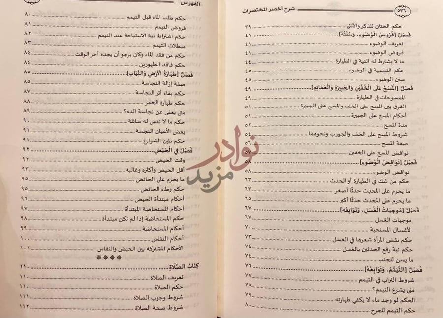 فهرس كتاب شرح اخصر المختصرات قسم العبادات الفهرس