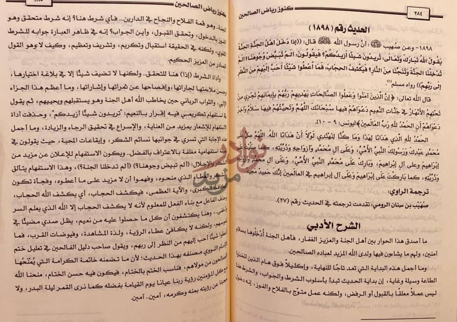 صفحة داخلية كتاب كنوز رياض الصالحين الحديث رقم