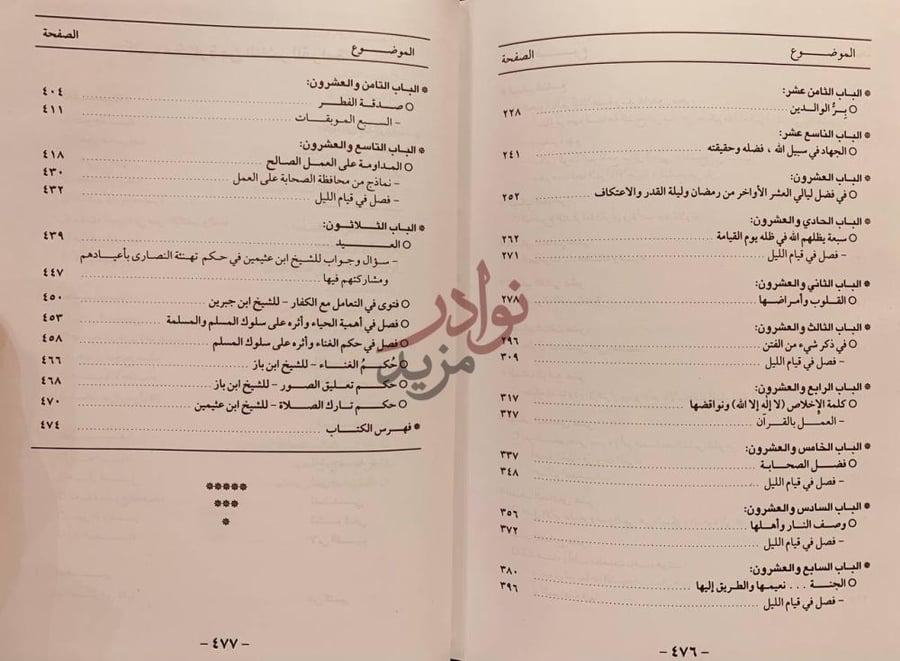 فهرس كتاب المختار للحديث في شهر رمضان يستفيد منه الواعظ