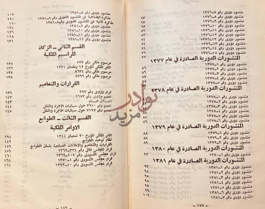 فهرس كتاب المجموعة السعودية لانظمة الزكاة والضرائب والطوابع
