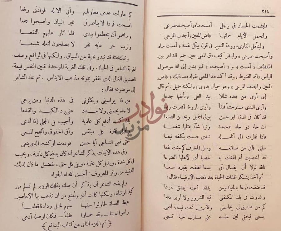 صفحة داخلية كتاب البدائع صور وجدانية وادبية واجتماعية