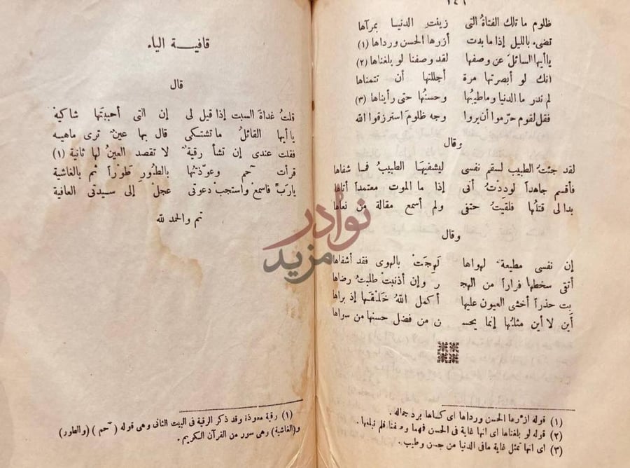 صفحة داخلية كتاب شرح ديوان العباس بن الاحنف قافية الياء