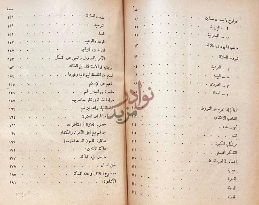 فهرس كتاب تاريخ المذاهب الاسلامية