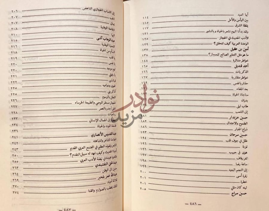 فهرس كتاب وحي الصحراء صفحة من الادب العصري في الحجاز