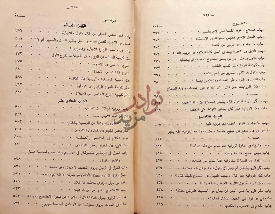 فهرس كتاب الكفاية في علم الرواية الجزء العاشر الجزء