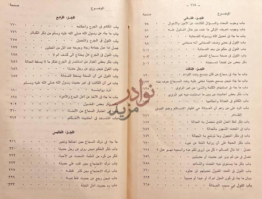 فهرس كتاب الكفاية في علم الرواية الجزء الثاني الجزء