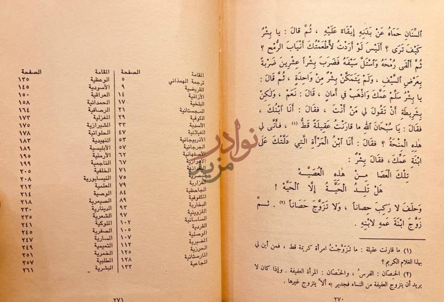 فهرس كتاب شرح مقامات الهمذاني المقامة