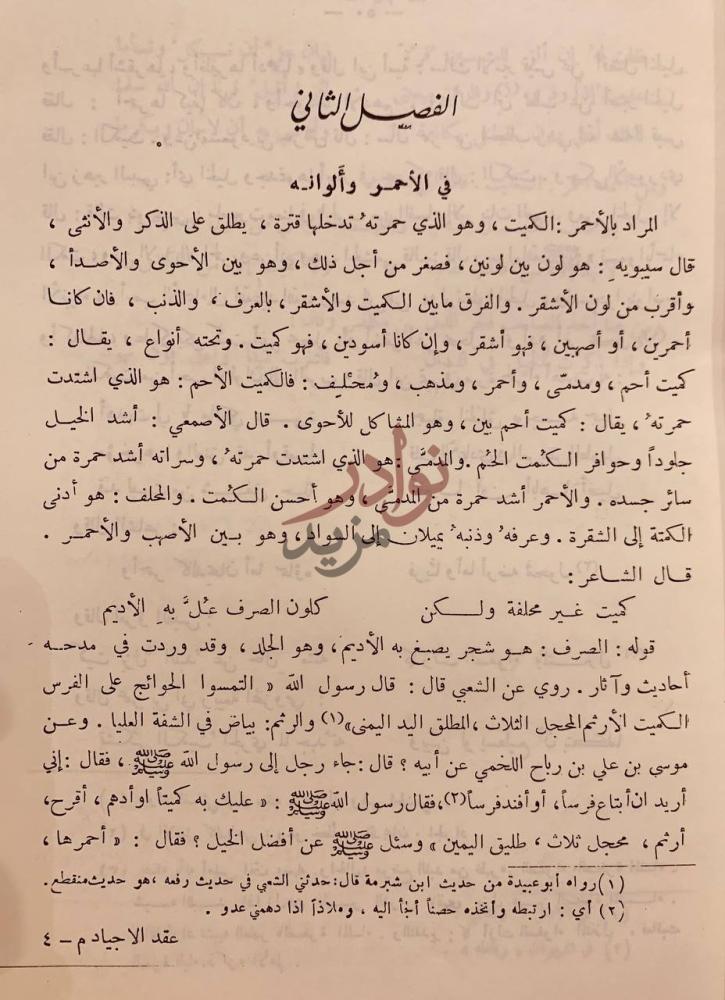 صفحة داخلية كتاب عقد الاجياد في الصافنات الجياد
